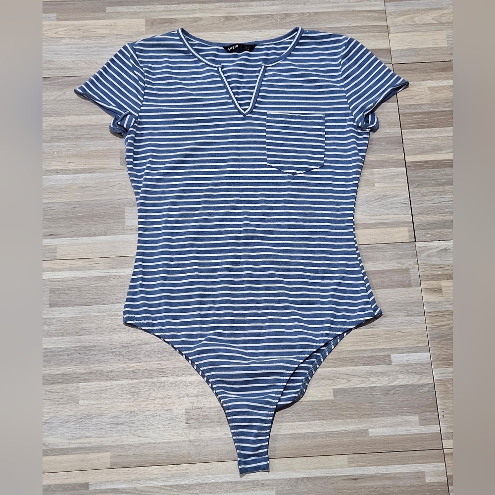Striped Blue and White Bodysuit